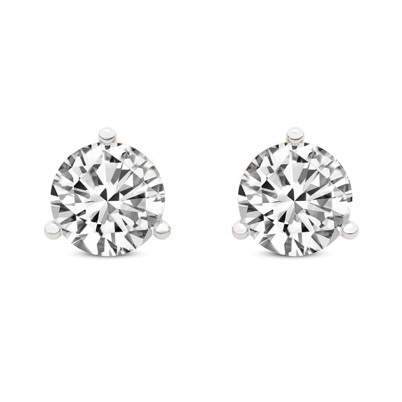 9ct Yellow Gold Three Prong Martini Round Lab Diamond Stud Earrings (1 Ct. Tw.) front image