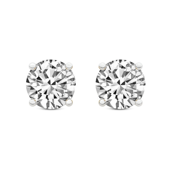 14ct Yellow Gold Four Prong Round Lab Diamond Stud Earrings (2 Ct. Tw.) front image