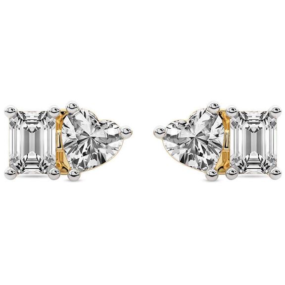 14ct Yellow Gold Divine Double Flame Lab Diamond Stud Earrings (1 Ct. Tw.) front image