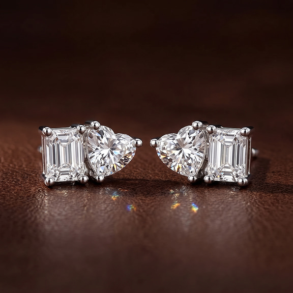 14ct Yellow Gold Divine Double Flame Lab Diamond Stud Earrings (1 Ct. Tw.) color product image two
