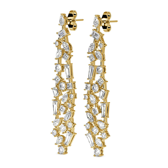 10kt Yellow Gold Waterfall Dangling Earrings (12 Ct. Tw.) right