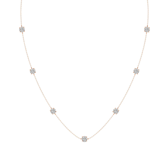 10kt Rose Gold Heartline Glow Round Lab Diamond Station Fashion Necklace (1/2 Ct. Tw.) front image
