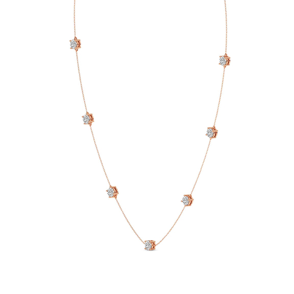 10kt Rose Gold Heartline Glow Round Lab Diamond Station Fashion Necklace (1/2 Ct. Tw.) standing product image one