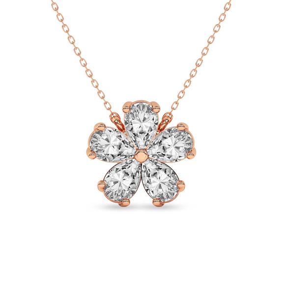 9ct Rose Gold Pear Petal Lab Diamond Fashion Necklace (1/2 Ct. Tw.) front image