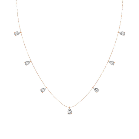14kt Rose Gold Lace of Love Pear Lab Diamond Station Fashion Necklace (1/2 Ct. Tw.) front image