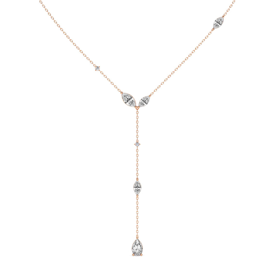 14kt Rose Gold Promise Chain Lariat Lab Diamond Fashion Necklace (1 Ct. Tw.) front image