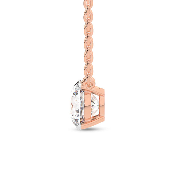 14kt Rose Gold Lluvia Round Lab Diamond Solitaire Necklace (1/2 Ct. Tw.) standing product image one