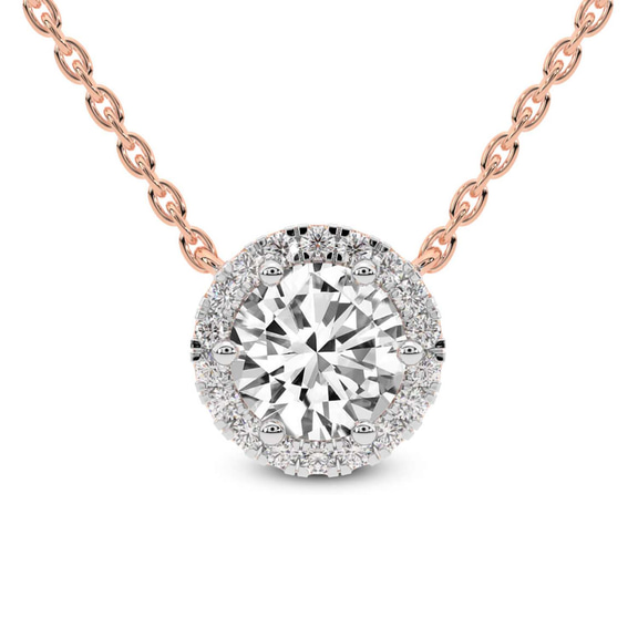 10kt Rose Gold Belleza Halo Lab Diamond Solitaire Necklace (1/2 Ct. Tw.) front image