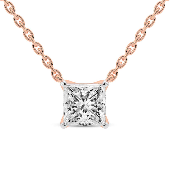 9ct Rose Gold Zenobia Princess Lab Diamond Solitaire Necklace (1/2 Ct. Tw.) front image