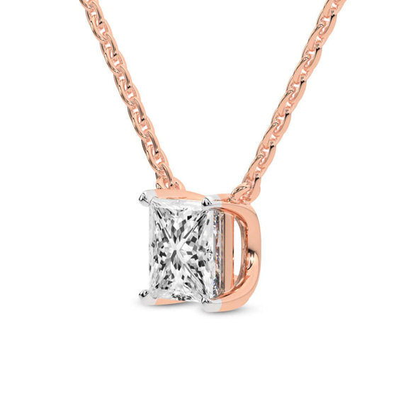 9ct Rose Gold Zenobia Princess Lab Diamond Solitaire Necklace (1/2 Ct. Tw.) left