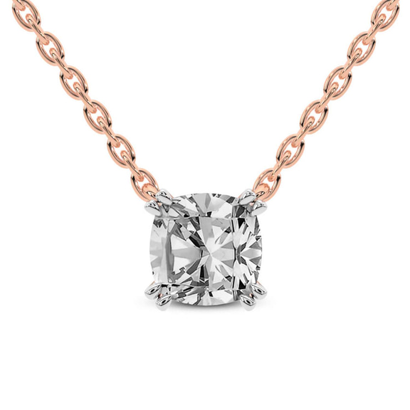 10kt Rose Gold Bianca Cushion Lab Diamond Solitaire Necklace (1 1/2 Ct. Tw.) front image