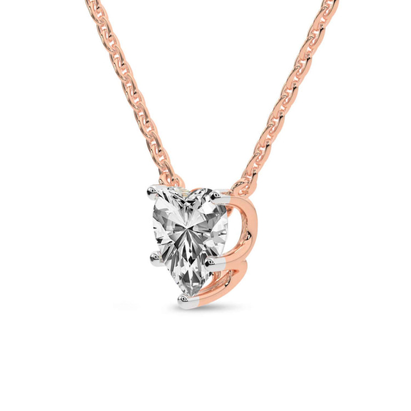 10kt Rose Gold Amalia Heart Lab Diamond Solitaire Necklace (1/2 Ct. Tw.) side right image one