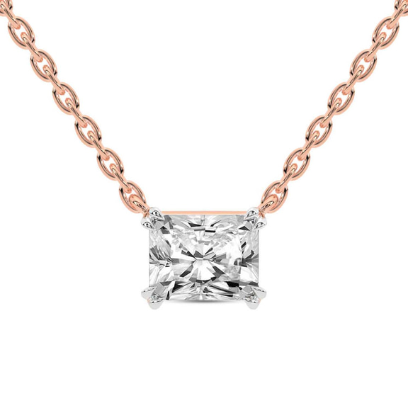 14kt Rose Gold Savannah Radiant Lab Diamond Solitaire Necklace (1 Ct. Tw.) front image