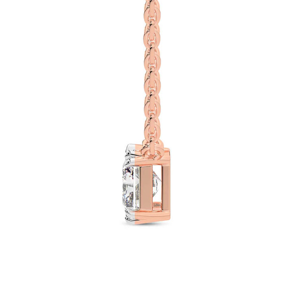 14kt Rose Gold Savannah Radiant Lab Diamond Solitaire Necklace (1 Ct. Tw.) right