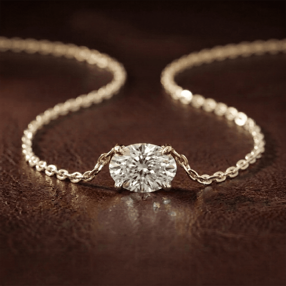 14ct Rose Gold Fernanda Oval Lab Diamond Solitaire Necklace (1/2 Ct. Tw.) color product image one