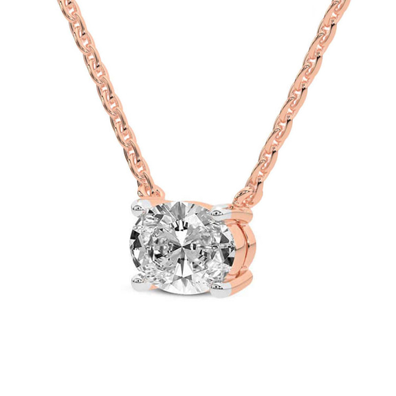 10kt Rose Gold Fernanda Oval Lab Diamond Solitaire Necklace (1/2 Ct. Tw.) side right image one