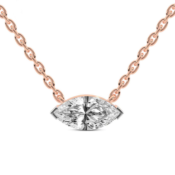 9ct Rose Gold Christina Marquise Lab Diamond Solitaire Necklace (1/2 Ct. Tw.) front image
