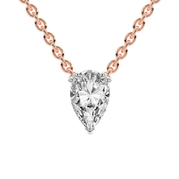 14kt Rose Gold Fiona Pear Lab Diamond Solitaire Necklace (1/2 Ct. Tw.) front image
