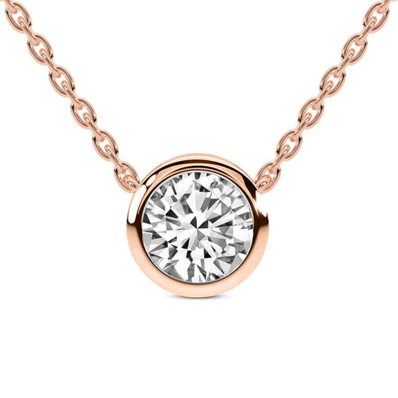 9ct Rose Gold Agustina Round Bezel Lab Diamond Solitaire Necklace (1/2 Ct. Tw.) front image
