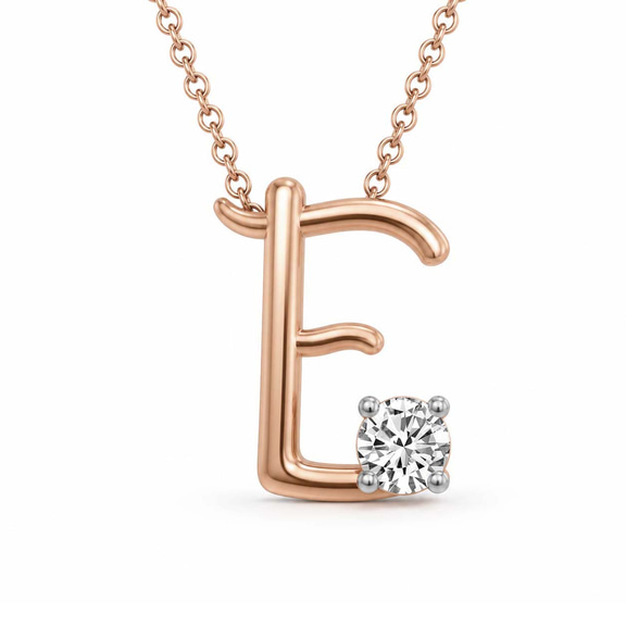 10kt Rose Gold Minimal Lab Diamond Initial E Necklace (1/5 Ct. Tw.) front image