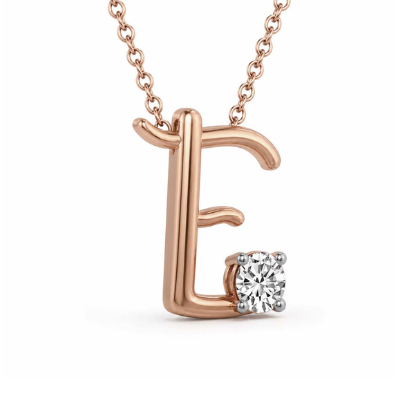 10kt Rose Gold Minimal Lab Diamond Initial E Necklace (1/5 Ct. Tw.) right