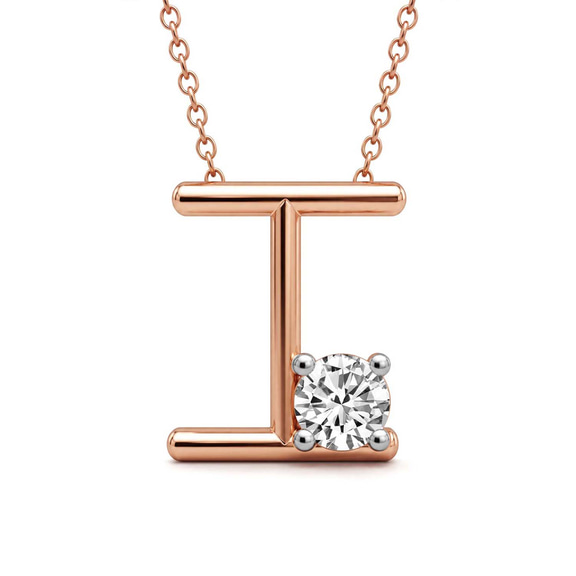 10kt Rose Gold Minimal Lab Diamond Initial I Necklace (1/5 Ct. Tw.) front image