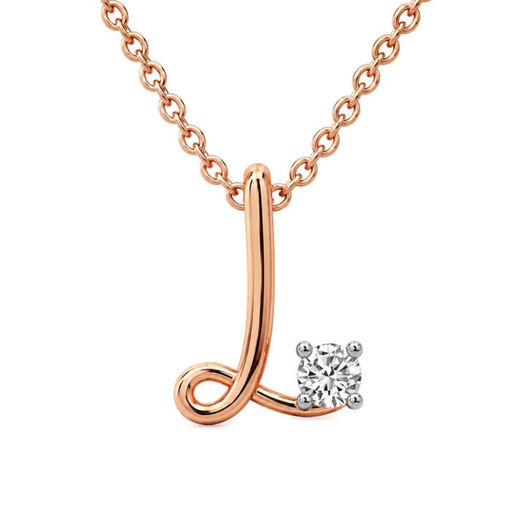 10kt Rose Gold Minimal Lab Diamond Initial L Necklace (1/5 Ct. Tw.) front image