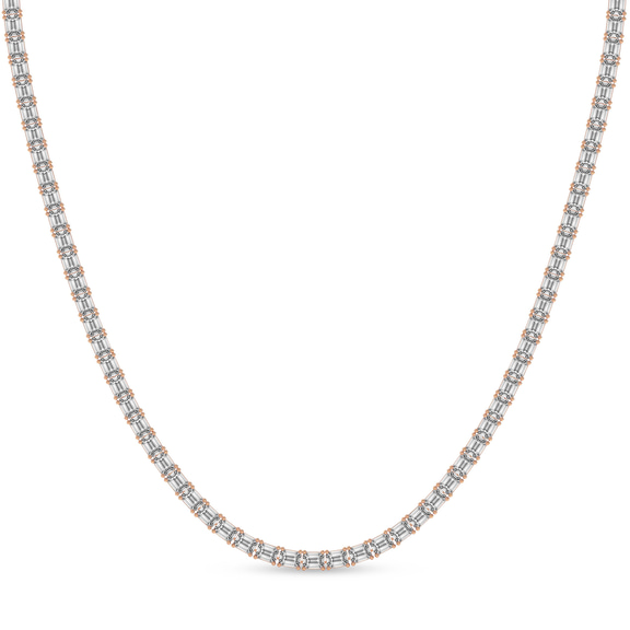 9ct Rose Gold Lorel Emerald Lab Diamond Tennis Necklace (15 Ct. Tw.) front image