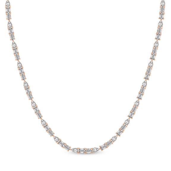 9ct Rose Gold Multi-Shape Lab Diamond Tennis Necklace (15 Ct. Tw.) front image