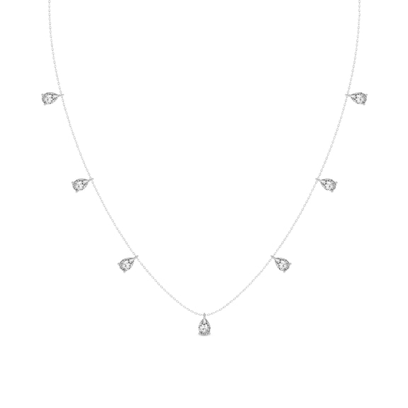 10kt White Gold Lace of Love Pear Lab Diamond Station Fashion Necklace (1/2 Ct. Tw.) front image