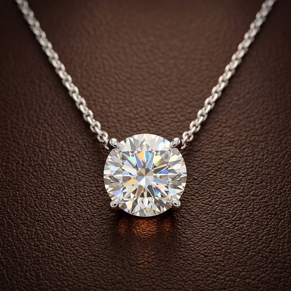 14kt White Gold Lluvia Round Lab Diamond Solitaire Necklace (1/2 Ct. Tw.) color product image two