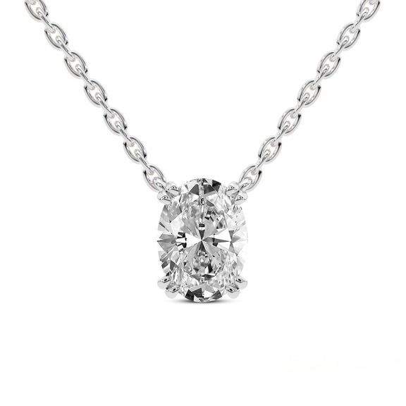 Platinum Ethereal Oval Lab Diamond Solitaire Necklace (1 1/2 Ct. Tw.) front image