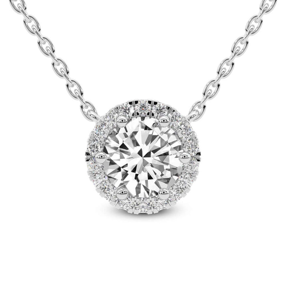 Platinum Belleza Halo Lab Diamond Solitaire Necklace (5 Ct. Tw.) front image