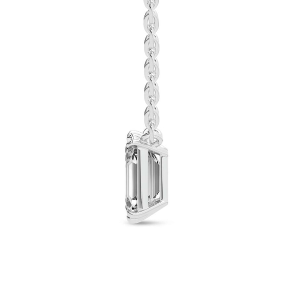 14kt White Gold Alma Emerald Lab Diamond Solitaire Necklace (1 Ct. Tw.) right