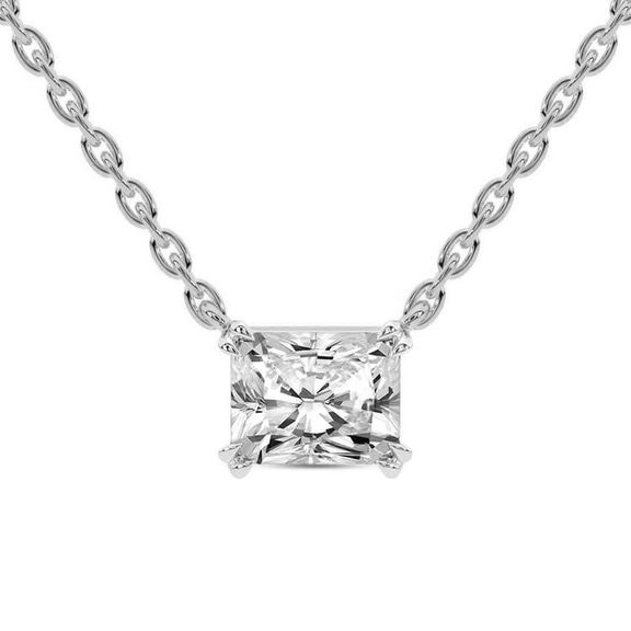 10kt White Gold Savannah Radiant Lab Diamond Solitaire Necklace (1/2 Ct. Tw.) front image