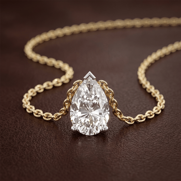 10kt White Gold Marisol Pear Lab Diamond Solitaire Necklace (4 Ct. Tw.) color product image one