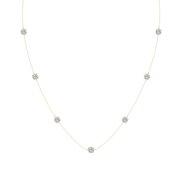 10kt Yellow Gold Heartline Glow Round Lab Diamond Station Fashion Necklace (1/2 Ct. Tw.) front image