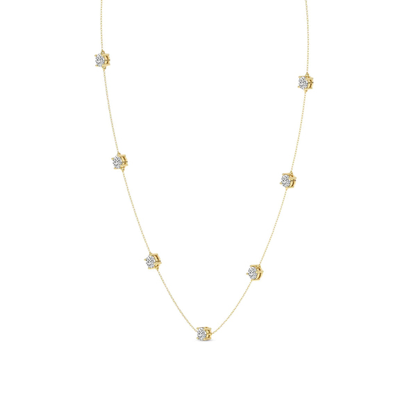 10kt Yellow Gold Heartline Glow Round Lab Diamond Station Fashion Necklace (1/2 Ct. Tw.) side right image one