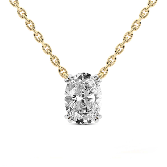 10kt Yellow Gold Ethereal Oval Lab Diamond Solitaire Necklace (1 1/2 Ct. Tw.) front image