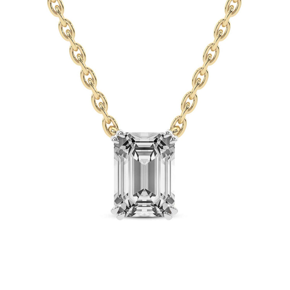 10kt Yellow Gold Alma Emerald Lab Diamond Solitaire Necklace (3 Ct. Tw.) front image