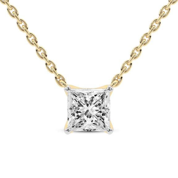 9ct Yellow Gold Zenobia Princess Lab Diamond Solitaire Necklace (1 1/2 Ct. Tw.) front image