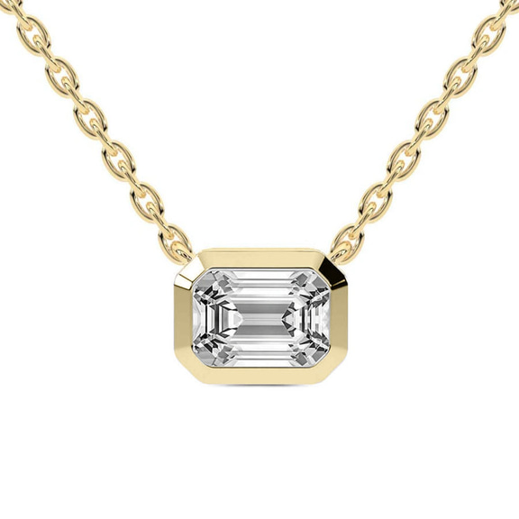 10kt Yellow Gold Aubree Emerald Bezel Lab Diamond Solitaire Necklace (1/2 Ct. Tw.) front image