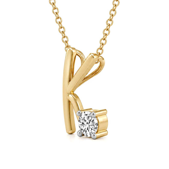 10kt Yellow Gold Minimal Lab Diamond Initial K Necklace (1/5 Ct. Tw.) right