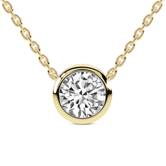10kt Yellow Gold Agustina Round Bezel Lab Diamond Solitaire Necklace (3 Ct. Tw.) front image