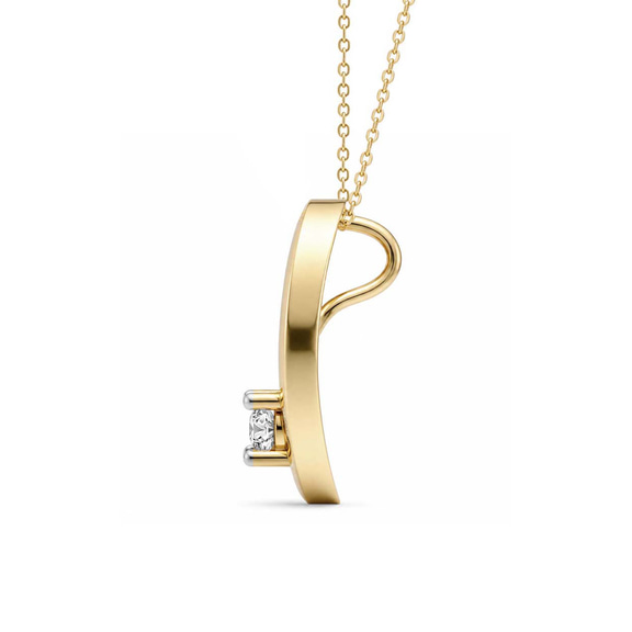 14ct Yellow Gold Minimal Lab Diamond Initial C Necklace (1/5 Ct. Tw.) left