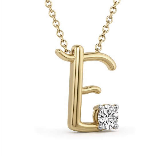 10kt Yellow Gold Minimal Lab Diamond Initial E Necklace (1/5 Ct. Tw.) right