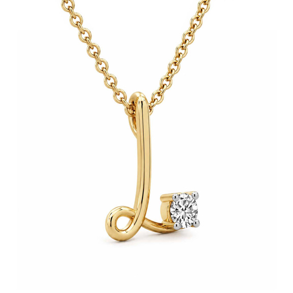 10kt Yellow Gold Minimal Lab Diamond Initial L Necklace (1/5 Ct. Tw.) right