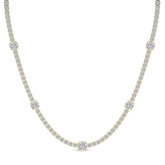 10kt Yellow Gold Solitaire Station Lab Diamond Tennis Necklace (7 Ct. Tw.) front image