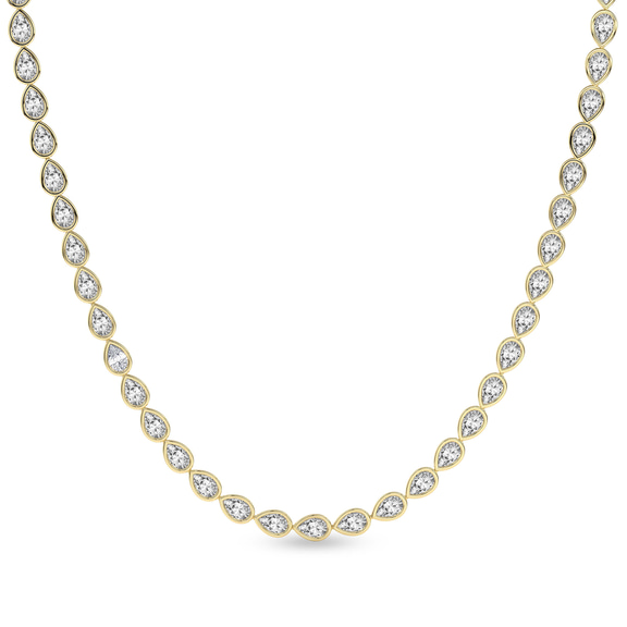 9ct Yellow Gold Infinity Pear Lab Diamond Tennis Necklace (7 Ct. Tw.) front image
