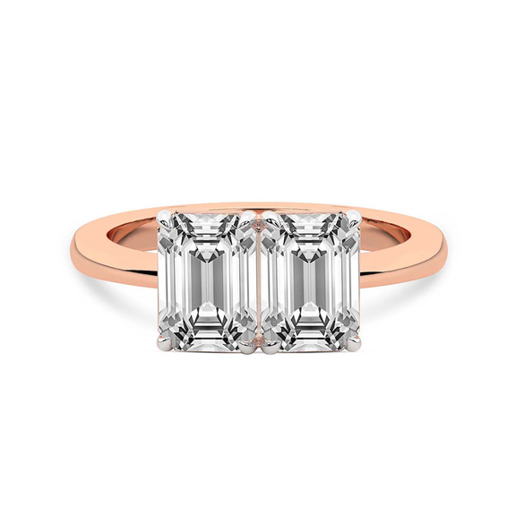 10kt Rose Gold Itzel Two Stone with Both Emeralds Toi Et Moi Lab Grown Diamond Ring (1 Ct. Tw.) front image